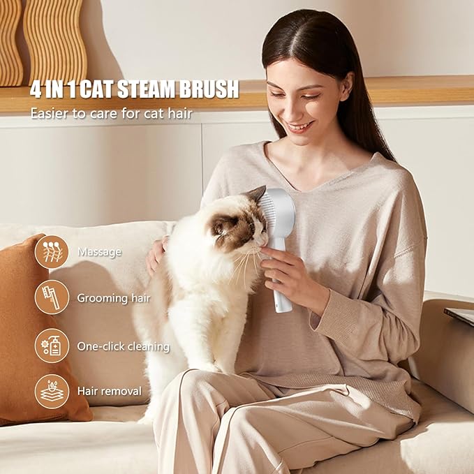 Cloud Care Cat Brush for Indoor Cat Steam Brush for Shedding Spritz Defur Comb for Cats Dogs Steam Brushes for Long Short Hair Cats Dogs Pet Steam Brushes for Massage Grooming Self-Cleaning - Image 2