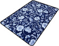 White Flowers on Blue Background Runner Rug: Design Printing with Anti-Slip Backing - Stain Resistant, Washable Accent Rug for Living Room/Bedroom - Non-Shedding Floor Carpet, 48 x 72 Inch by Snarena