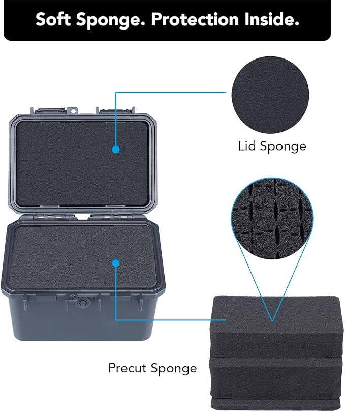 Lykus HC-1430 Mini Hard Case Dry Box with Foam Insert, Interior Size 5.5x3.5x3.7 in, IP66 Splash-Proof, Suitable for Cellphones, Tools, Small Devices and More - Image 2