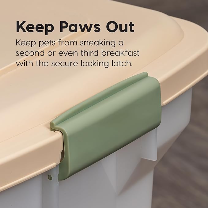 IRIS USA Airtight Dog Food Storage Container, WeatherPro, Up to 40 lbs, Removable Wheels, for Dog Cat Bird and Other Pet Food Storage Bin, Keep Fresh, Translucent Body, Made in USA, Clear/Almond - Image 8