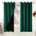 BGment Thermal Insulated 100% Blackout Curtains for Bedroom with Black Liner, Double Layer Full Room Darkening Noise Reducing Grommet Curtain (52 x 63 Inch, Emerald, 2 Panels) by BGment