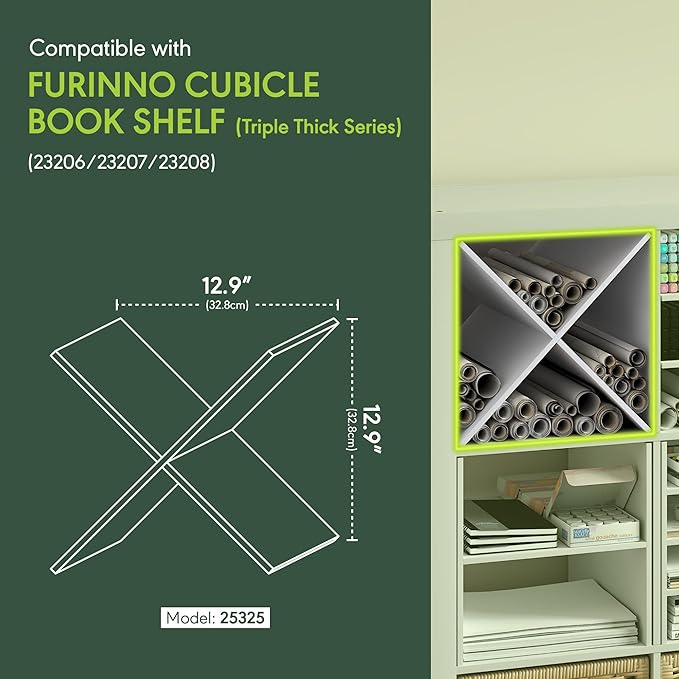 Furinno Cubicle Cube Insert, X-Shelf Cube Organizer, 3-Shelf Accessory, Fits into Furinno Triple Thick Cubes, IKEA Kallax, for Organizers and Storage, White - Image 3