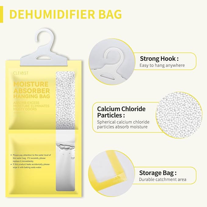CLEVAST Moisture Absorbers Packets 10 Pack, Dehumidifier Bags for Closet, Scented Hanging Humidity Absorber in Wardrobes, Bedrooms, Bathrooms (Lemon) - Image 2