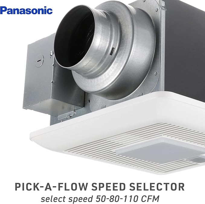 Panasonic WhisperSense Ceiling Mount Bathroom Exhaust Fan with LED Light, Motion & Humidity Sensors, 50-80-110 CFM, FV-0511VQCL1 - Image 2