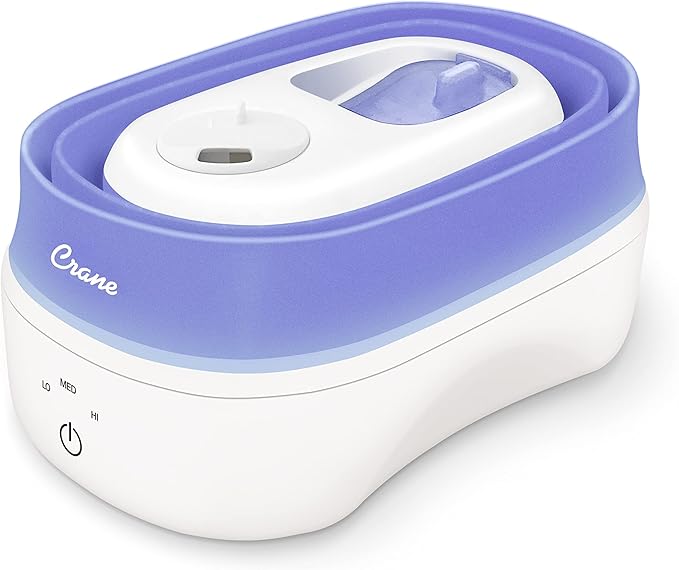 Crane Collapsible Cool Mist Humidifier for Bedroom and Office, 1 Gallon Portable Humidifier for Travel and Easy Storage, Blue and White - Image 2