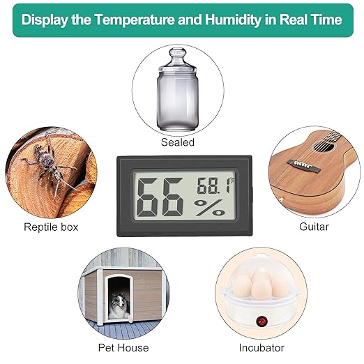 Vaikby 12-Pack Mini Digital Thermometer Hygrometer, Indoor Humidity Monitor, Temperature Humidity Gauge Meter with Fahrenheit (℉) for Bedroom, Greenhouse, Garden, Cellar, Closet, Fridge - Image 5