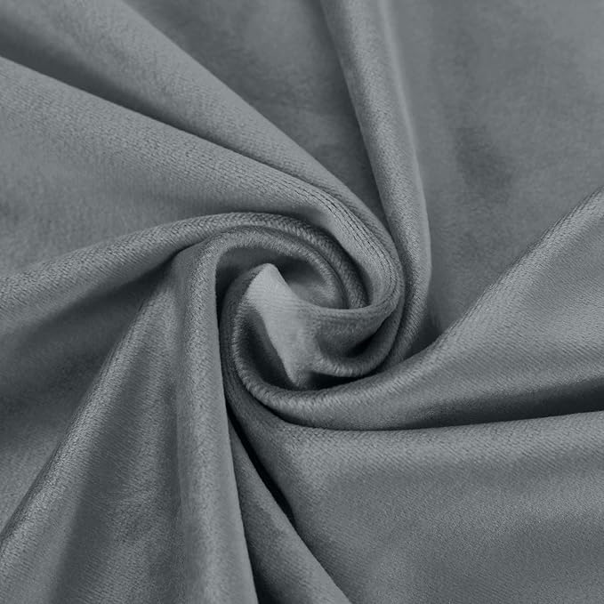 ChadMade Blackout Lined Premium Velvet Curtain Natural Grey 72Wx102L Inch (1 Panel), Eyelet Grommet for Livingroom Bedroom Theater Studio, Leon Collection - Image 6