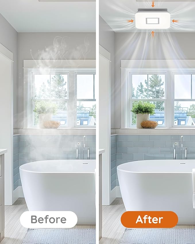 Fitop Bathroom Fan with Light，110CFM 1.0 Sones 1200lm LED Light 3000K/4000K/5000K Selectable，120V 43W Quiet Bathroom Ventilation Exhaust Fan for Shower/Restroom/Office/Home(silver) - Image 6
