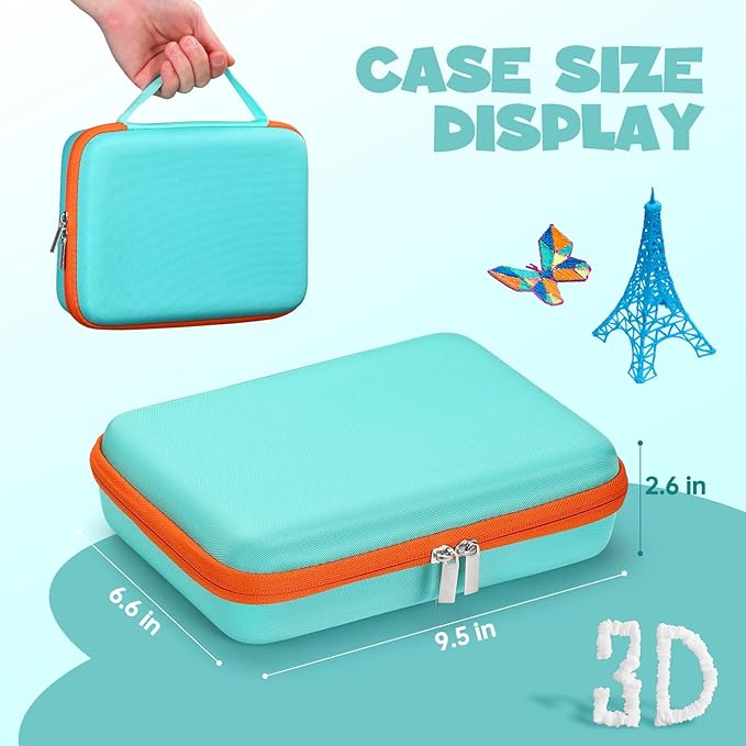 Case Compatible with 3Doodler Start+ Essentials for 3D Pen Set for Kids, Carrying Holder Fit for Printing Pens, Storage Organizer for Printing Filament Refill, Micro-USB Charger (3D-05-Light Blue) - Image 3