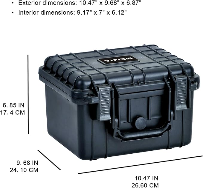 MEIJIA Portable All Weather Waterproof Camera Case With Foam,Fit Use of Drones,Camera,Equipments,Elegant Black,10.62 x9.68x6.87inches - Image 3