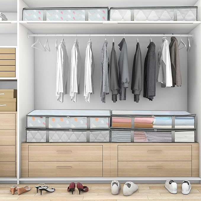 2 Pack Under Bed Storage Containers Bins, Humid-Proof Plastic Underbed Storage Bins, Clothes Storage and Organization Bags, Under the Bed Blanket Storage with Handles for Clothes, Bedroom - Image 6