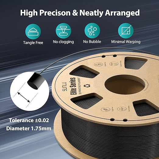 HP PLA Plus Filament 1.75mm, 1kg(2.2lbs) SUNLU 3D Printer Filament, Black - Image 5