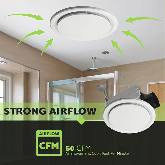 Homewerks 7140-50-G3 Bathroom Fan Ceiling Mount Exhaust Ventilation, Ultra Quiet 1.0 Sones, 50 CFM, White - Image 5