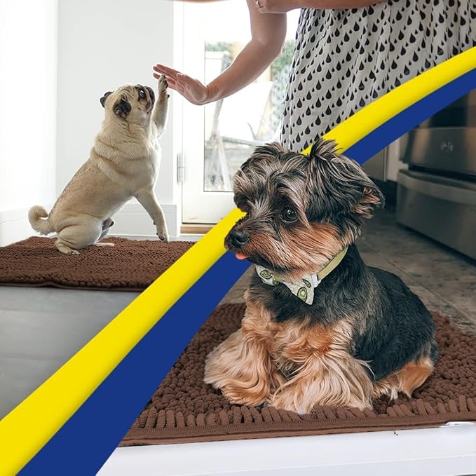 Muddy Mat® Pack of 3 Highly Absorbent Microfiber Dog Door Mat and Pet Rug, Non Slip Thick Washable Area Mat Soft Chenille for Kitchen Bathroom Bedroom and Outdoor - Brown Small, Medium & Large - Image 6
