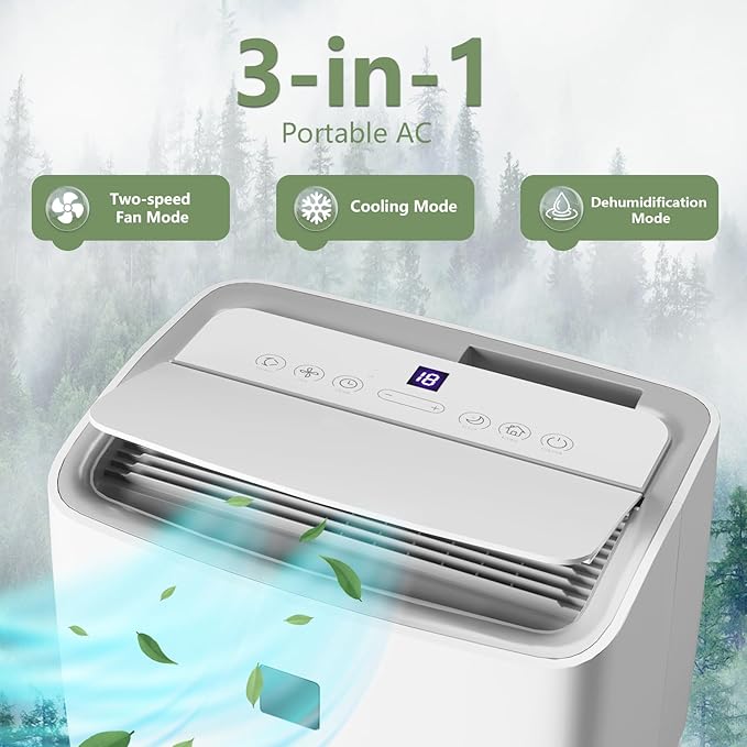 12,000 BTU Portable AC Units for Rooms, 3-In-1 Portable Air Conditioner Up to 550 Sq.Ft(Approx.) | Remote, LED Display, 24H Timer | Includes Window Kit & Extendable Hose, White-3033 - Image 4