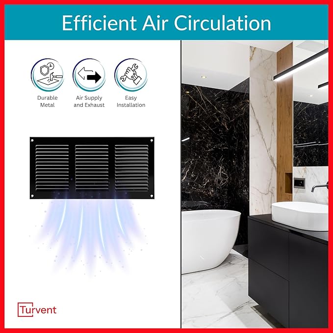 10x4 Vent Cover (Duct Opening) - Black HVAC Return Air Grille for Wall and Ceiling - Metal AC Vent Cover with Mesh - Rectangular Ventilation Register - External Dimensions: 11.81" W x 5.91" H - Image 2