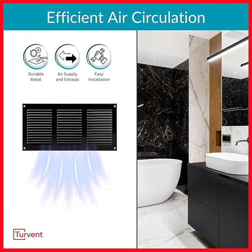 10x4 Vent Cover (Duct Opening) - Black HVAC Return Air Grille for Wall and Ceiling - Metal AC Vent Cover with Mesh - Rectangular Ventilation Register - External Dimensions: 11.81" W x 5.91" H - Image 2