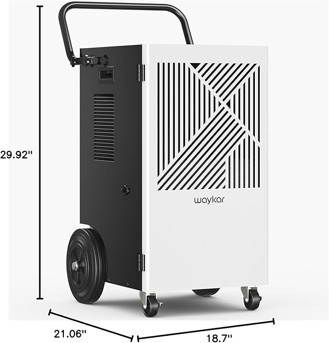 Waykar 155 Pints Commercial Dehumidifier with Pump, Drain Hose and Washable Filter Space up to 8000 Sq. Ft, for Basements, Industrial or Commercial Spaces - 5 Year Quality Coverage - Image 3