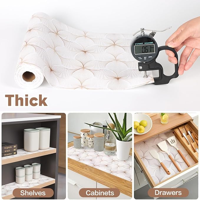 Shelf Liner for Kitchen Cabinets,Non Adhesive Cabinet Liner,Non-Slip Drawer Liner,Waterproof Shelf Liner Easy to Clean Strong Grip Liner for Cabinets,Drawers,Cupboard，(Flower 12 inx32.8 FT) - Image 4