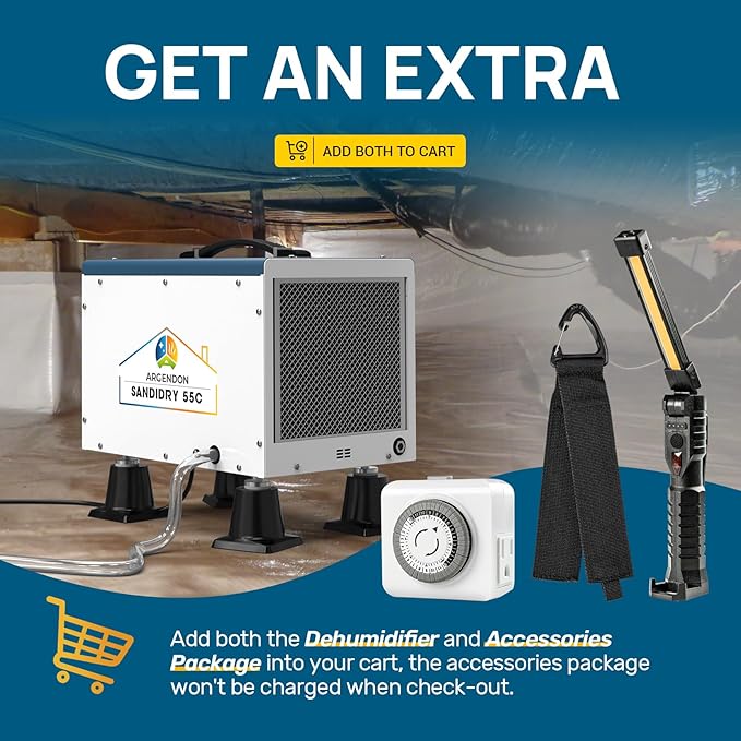 ARGENDON Commercial Dehumidifiers with Pump and Drain Hose for Crawlspace, Basement, 120 PPD Crawl Space Dehumidifier for Large Spaces, Job Site, Auto Defrost, 5-Year Limited Warranty - Image 2