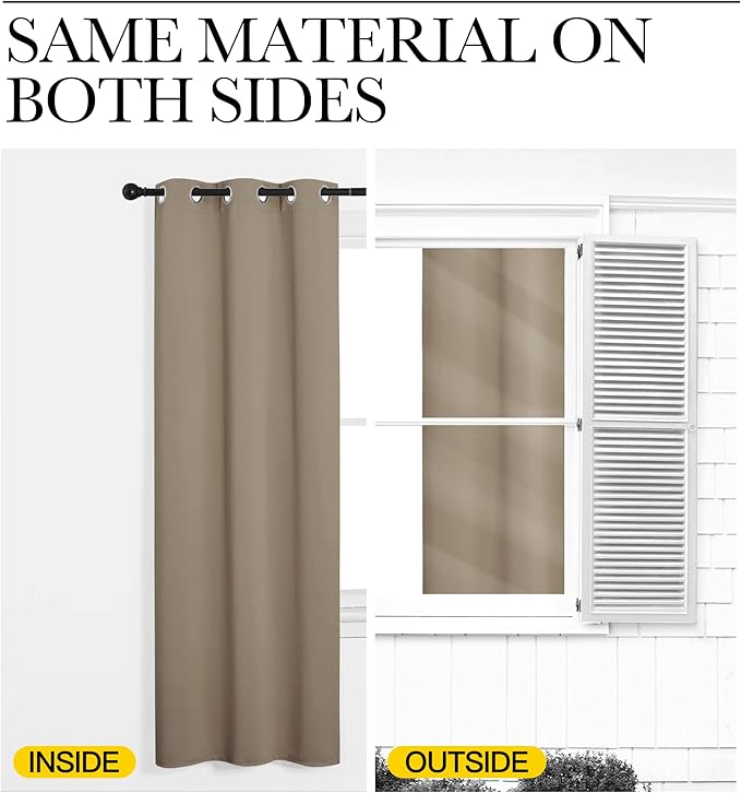 NICETOWN Taupe Bedroom Blackout Curtain Panel, 1 Panel, 70 x 84 inch, Privacy Window Thermal Insulated Blackout Drape/Drapery for Loft, Guestroom - Image 5