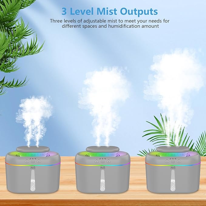 2L humidifiers for bedroom humidifier Home Ultra-Quiet 28 dB Quiet Supersized Cool Mist Air Humidifier for Baby Nursery，Dual Nozzie，Easy to Clean & Fill, 7 Color NightLight (White) - Image 6
