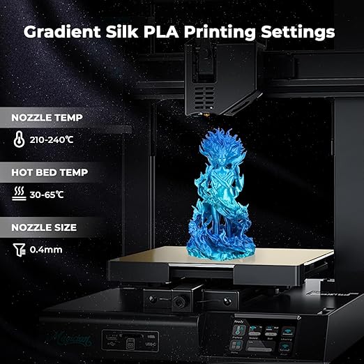 AMOLEN Silk Shiny Gradient PLA 4KG 3D Printer Filament Bundle, Sparkle Gradient PLA Filament 1.75mm Pack for Most FDM 3D Printer, 1KG X 4 Spools - Image 4