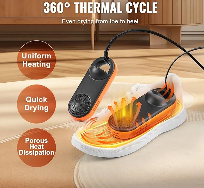 Boot Dryer Shoe Dryer Portable Footwear Dryer with Auto Temperature Control 360 Degree Warm Air Fire Retardant Design for Shoes Boots Gloves Socks Winter Rainy Travel - Image 6