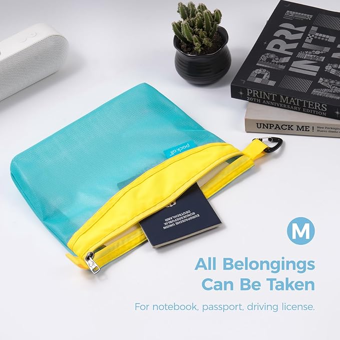 pack all Water-resistant Material Zipper Pouch, Mesh Zipper Bag for Storage, Travel, Office (Medium, Blue) - Image 3