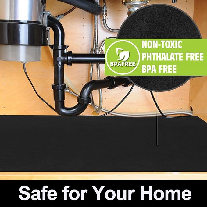 AiBOB Waterproof Under Sink Mat, Absorbent Quick Dry Sink Liners Protect Cabinets, Durable Shelf Liners, Slip Resistant and Non-Adhesive, 24X36, Pure Black - Image 7