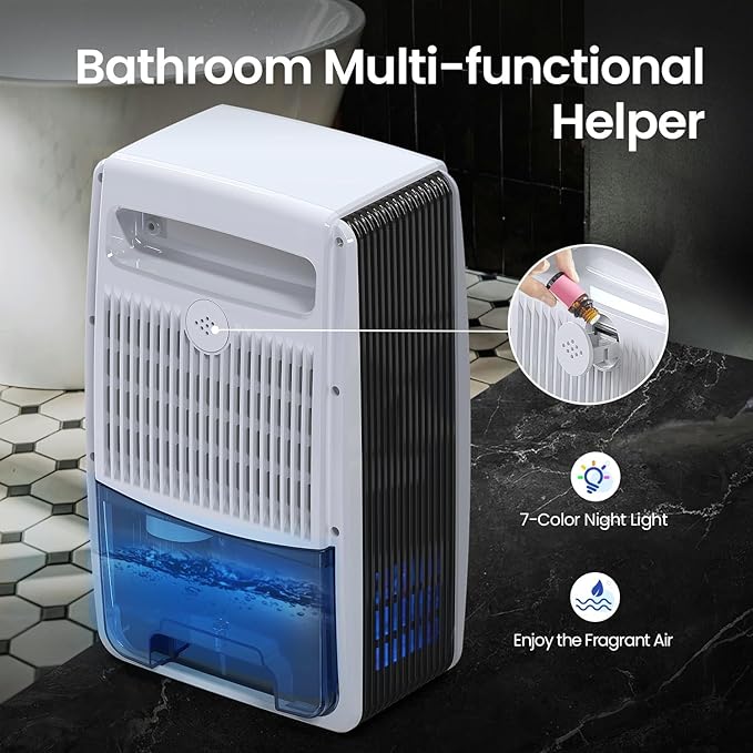 Dehumidifier for Bathroom with Drain Hose, 95 OZ Dehumidifiers for Home Bedroom Basement & RV，Auto Shut-off - Image 8