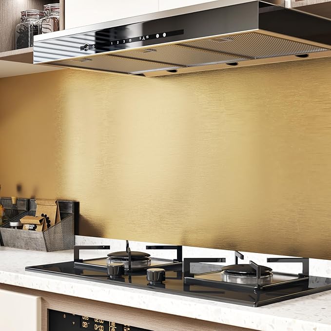 WESTICK Gold Stainless Steel Contact Paper for Appliances Textured Gold Refrigerator Wrap Peel and Stick Countertops Waterproof Heat Resistant Golden Fridge Vinyl Wrap for Cabinets Tables 17.7" x 315" - Image 5