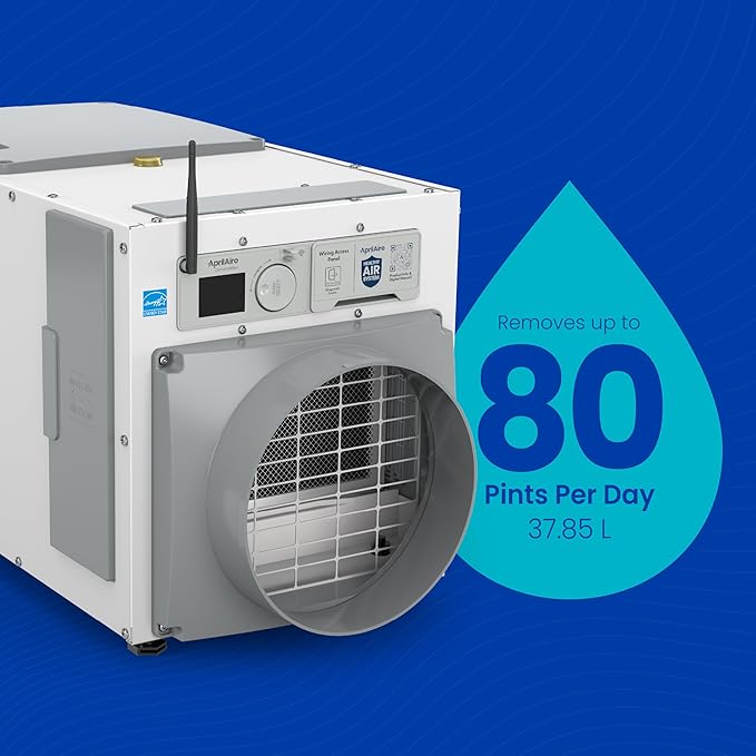 AprilAire E080W Smart Wi-Fi Whole-House Dehumidifier, 80-Pint ENERGY STAR Commercial Dehumidifier for Basement, Crawl Space & Home up to 4,400 Sq.Ft. with Pump, Drain Hose, Hanging Kit, MERV 11 Filter - Image 6