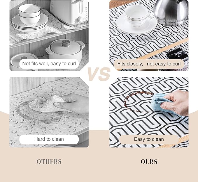 Glotoch Shelf Liner 17.5" x30 ft- Non Adhesive Refrigerator, Kitchen, Drawer Liners, Waterproof and Durable Fridge Table Place Mats for Cupboard, Cabinet, Drawer Liner，White Labyrinth - Image 5