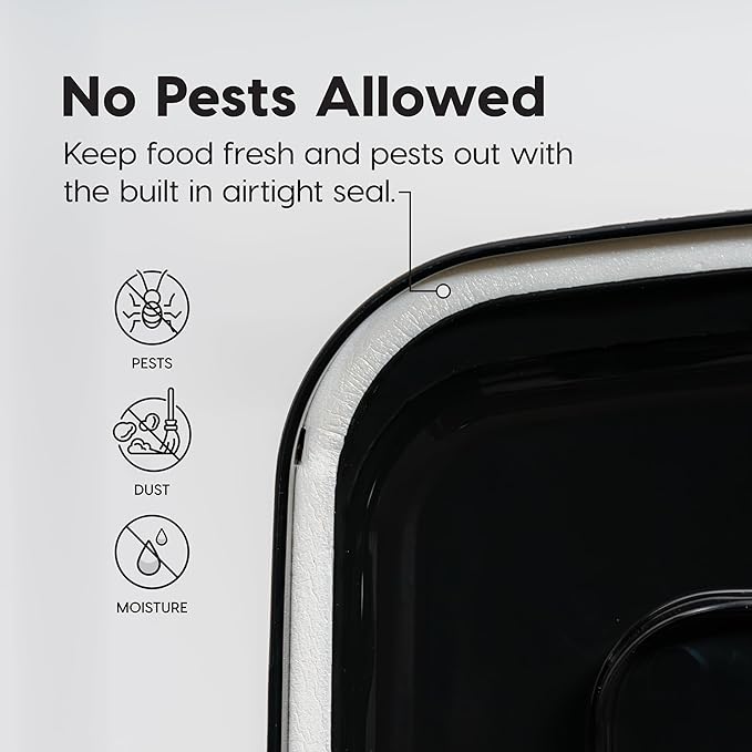 IRIS USA Airtight Dog Food Storage Container, WeatherPro, Up to 40 lbs, Removable Wheels, for Dog Cat Bird and Other Pet Food Storage Bin, Keep Fresh, Translucent Body, Made in USA, Smoke/Black - Image 8