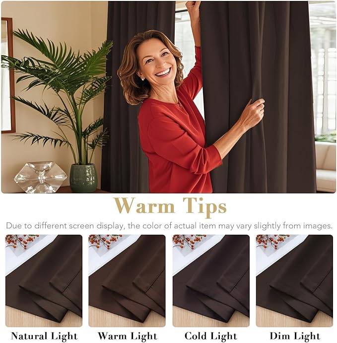 H.VERSAILTEX Blackout Curtains Thermal Insulated Window Treatment Panels Room Darkening Blackout Drapes for Living Room Back Tab/Rod Pocket Bedroom Draperies, 52 x 102 Inch, Chocolate Brown, 2 Panels - Image 6