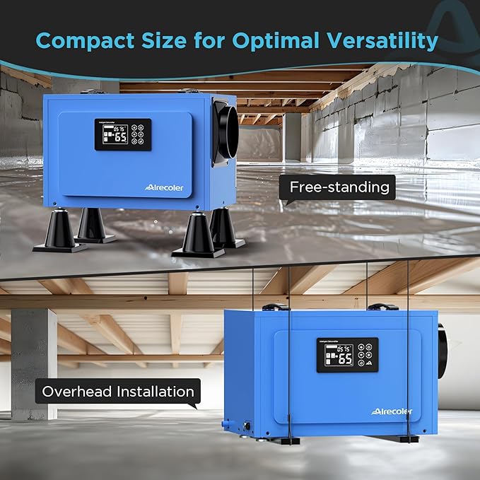 125 Pints Commercial Dehumidifier for Crawl Spaces & Basements with Drain Hose, Industrial Grade Water Damage Restoration for up to 6,000 sq ft, Auto Defrost, Memory Starting - Image 5