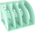 SAYEEC Sturdy Magazine Holder 4 Compartments Plastic Desktop File Organizer File Dividers Office Organizer Storage Document Magaizne Rack Display Box (Green) by SAYEEC
