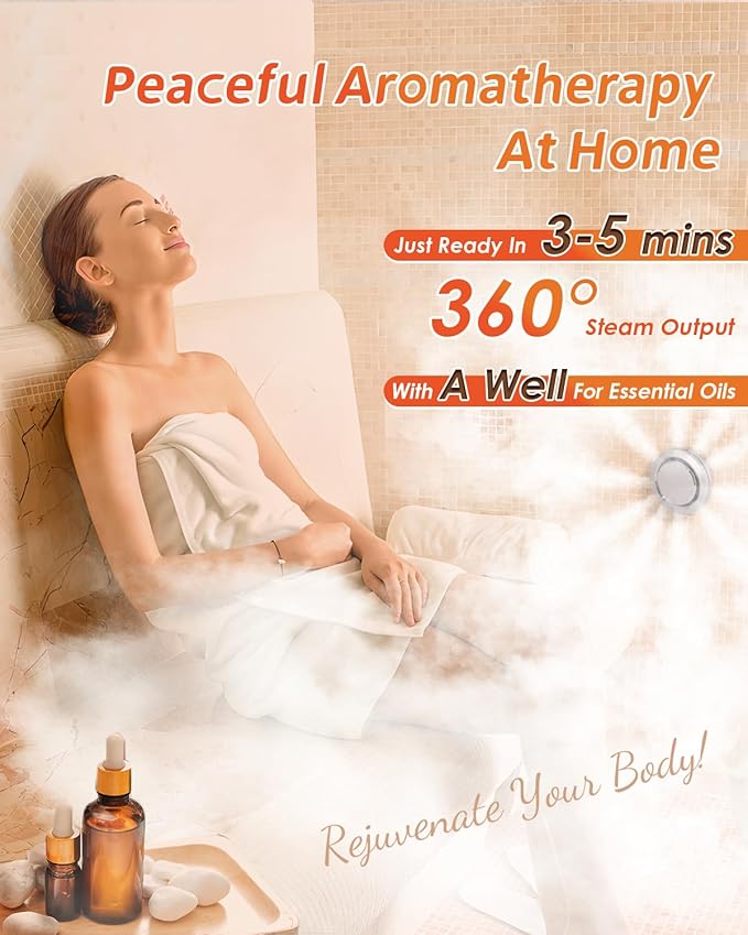 Steam Shower Generator Kit 3KW for Bath Sauna SPA, Self-draining System, Aromatherapy Steam Head, LED Waterproof Controller, 12-Hour Timer 77-131℉ For Home Commercial Use - Image 2