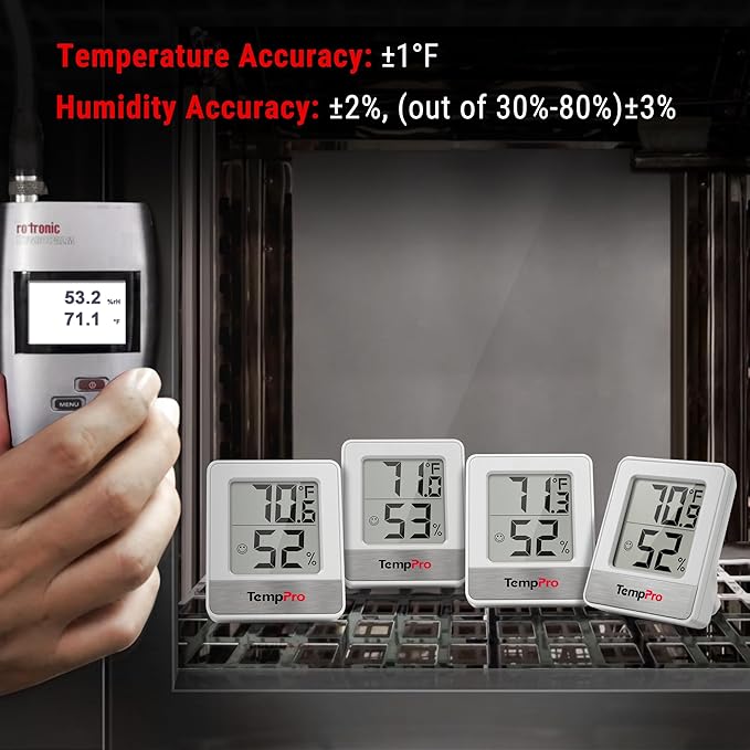 TempPro TP49 3 Pieces Digital Hygrometer Indoor Thermometer Humidity Meter Mini Hygrometer with Temperature and Humidity Monitor Outdoor and Room Thermometer Weather Station (Previously ThermoPro) - Image 4
