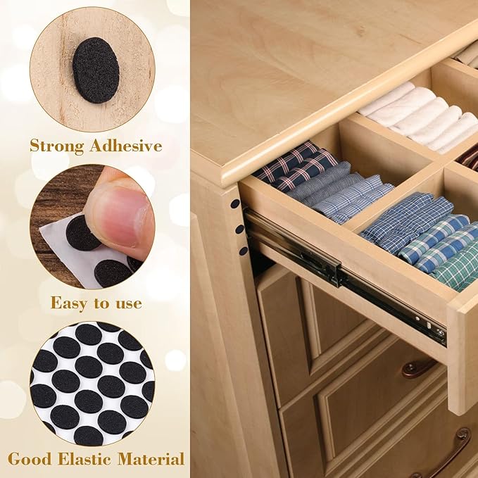 504 Pcs Small Felt Furniture Pads, Self-Adhesive EVA Foam Dot Circles, Round Felt Furniture Stickers for Desks Drawers Vases Photo Frames Cabinets Doors Candlesticks - Black (0.39") - Image 4