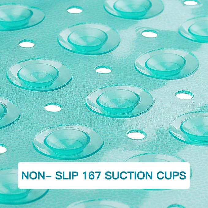 YINENN Bath Tub Shower Stall Mats 31x15.5 Inch Non-Slip and Latex Free, Bathtub Mat with Suction Cups, Machine Washable Bathroom Mats with Drain Holes (Green) - Image 3
