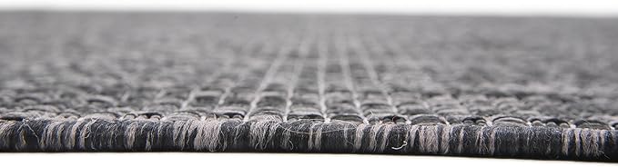 Unique Loom Collection Casual Transitional Solid Heathered Indoor/Outdoor Flatweave Area Rug (8' x 11' 4" Rectangle, Black/Ivory) - Image 9