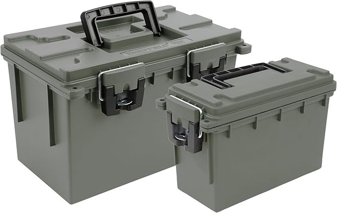 Sheffield 12713 Storage Bins With Lids, 2-Pack Stackable Storage Bins, Made in USA, Lockable and Water-Resistant Containers with Lids, Plastic Containers for Home, Classroom, and Dorm by Sheffield