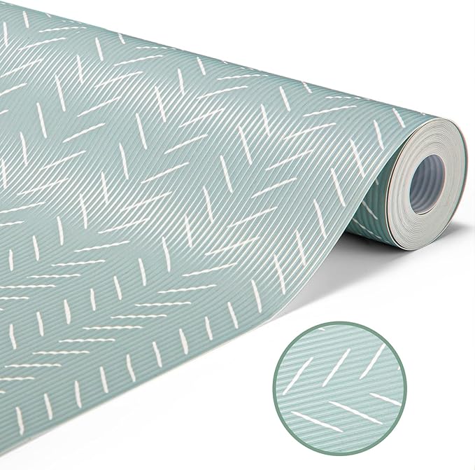 Glotoch Premium Non Slip Shelf Liner, Non Adhesive Drawer Liner, Waterproof Shelf Liners for Kitchen Cabinets, Drawer, Fridge, Wire Shelving, Pantry-17.5" X 360", Heavy Duty, Green Herringbone - Image 9