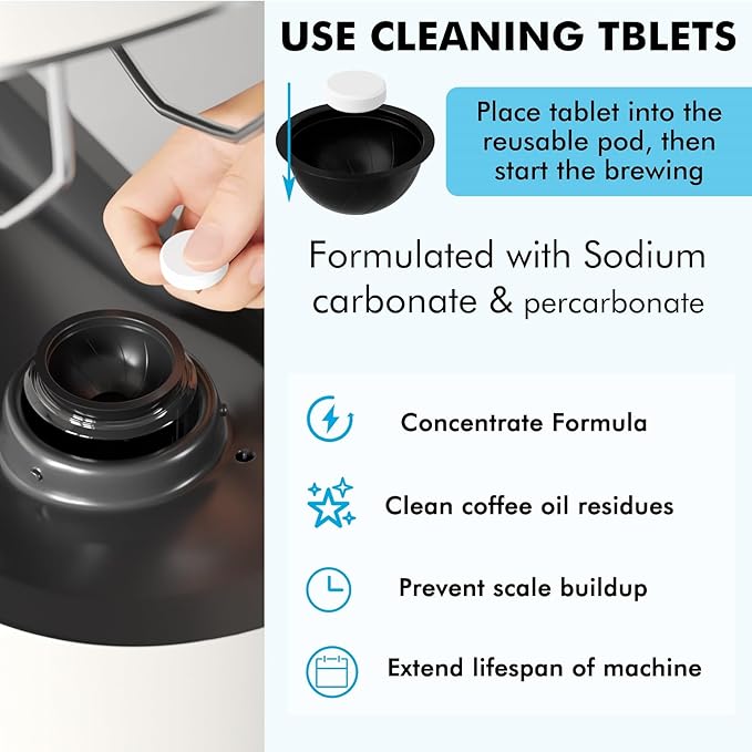 (12 Months Supply) Descaling Kit Compatible with Nespresso Vertuo, Odorless Coffee Brewer Machine Descaler Set, Liquid Descaling Solution for Nespresso, Includes Reusable Pod and 12 Cleaning Tablets - Image 3