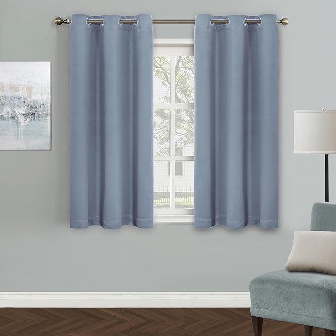 MYSKY HOME Blackout Curtains for Bedroom, Grommet Room Darkening Curtain, 54 Inch Long Curtains for Small Windows Thermal Insulated Doorway Curtain, 1 Curtain Panel, 42 x 54 Inch, Dusty Blue by MYSKYHOME