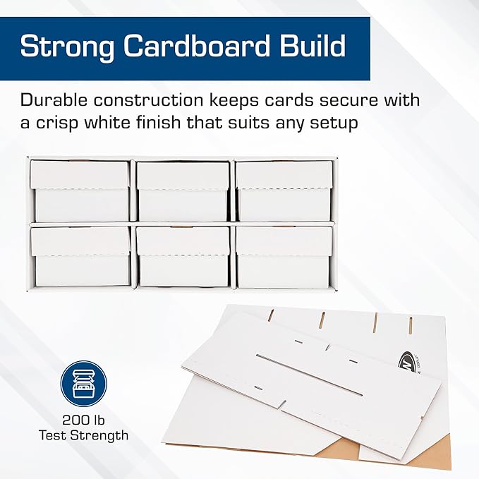 BCW 1600 Count Two Row Card House Storage Box with 6 Shoe Boxes | Holds 9600 Standard Trading Cards | Cardboard Storage House with Six 2 Row Card Storage Boxes - Image 4