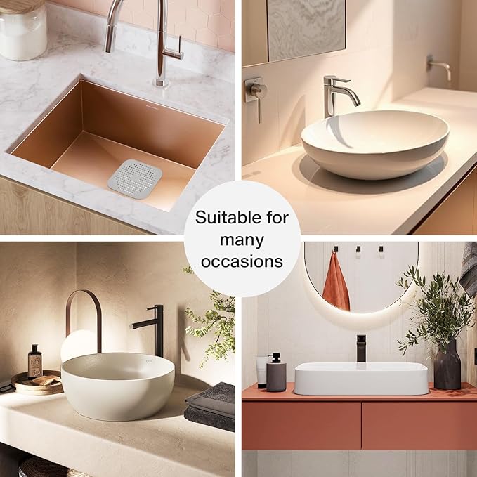 2 Pack Drain Hair Catcher Silicone Bathroom Accessories Square Drain Cover for Shower,Easy to Install Suit for Bathroom,Bathtub,Kitchen, White - Image 5