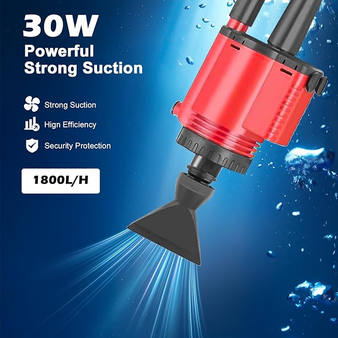 Electric Aquarium Gravel Cleaner Vacuum, Removable Water Changer, Automatic Changer with Multi-Function Nozzles, Strong Suction for Fish Tank Sand Cleaning, Water Changing and Waste Removal - Image 2